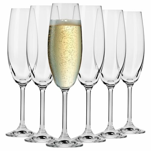 Krosno – Calici da Champagne e Prosecco 210 ml – Set da 6 Pezzi – Collezione Venezia – Cristallo Senza Piombo – Eleganza Classica e Stile Raffinato