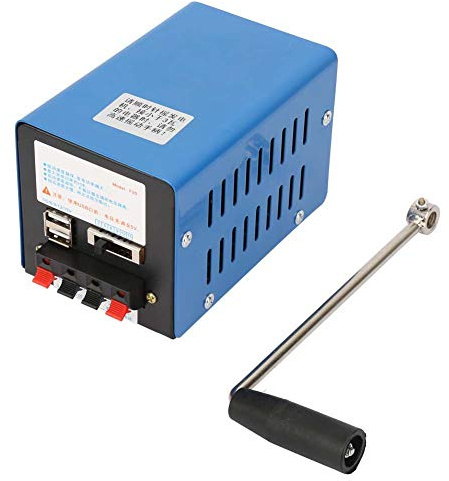 Eujgoov 20W Högeffekt USB-handvevgenerator Bärbar Manuell Nöddynamo 12V-utgång för Camping Utomhus överlevnadsströmförsörjning