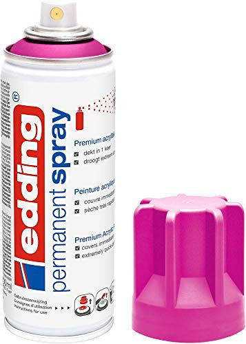 edding 5200 Permanent Spray - telemagenta matt - 200 ml - Acryllack zum Lackieren und Dekorieren von Glas, Metall, Holz, Keramik, Kunststoff, Leinwand - Lackspray, Acrylspray, Farbspray