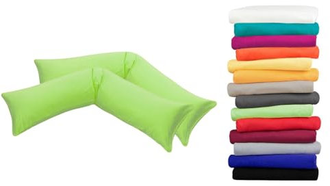 Moon Luxury Linon 2er Pack Kissenbezug für Seitenschläferkissen 40x145 apfelgrün, Kissenhülle 100% Baumwolle