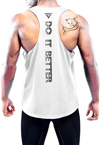 1er Pack Herren Workout Tank Top, Sommer Ärmelloses T-Shirts Gym Tanktop Schnelltrocknendes Muskelshirt Fitnessstudio Workout Weste Bodybuilding Sleeveless Sport Laufshirt für Männer White-L