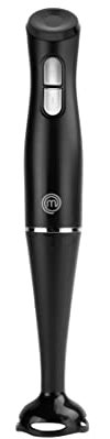 MasterChef Hand Blender Stick, Electric Handheld Food Processor, 2 Blending Speeds, Stainless Steel Blades, Immersion Liquidiser with Removable & Washable Leg, Non-scratch Plastic, 200W, Black