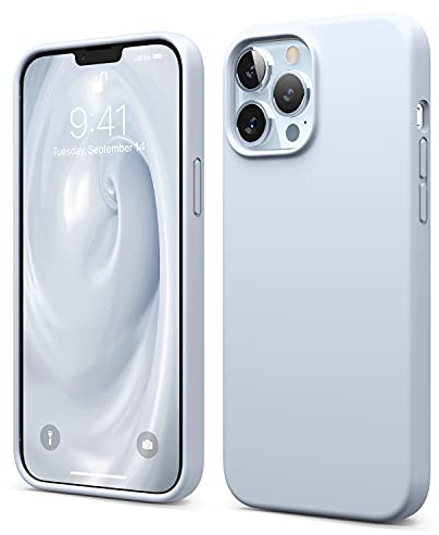 elago Liquid Silicone Case Kompatibel mit iPhone 13 Pro Max Hülle (6,7), Hochwertiges Silikon, Rundumschutz Handyhülle : 3-Layer Struktur Schutzhülle, Kratzfestes Weiches Mikrofaserfutter (Hellblau)