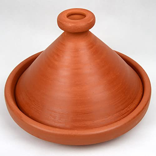 Tajine marocain pour la cuisson, original du Maroc, pour 4 à 5 personnes, Ø 30 cm, fait à la main, sans substances nocives, non émaillé, tajin naturel, fait à la main, terre cuite