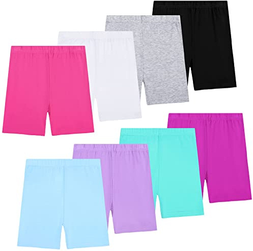 KEREDA 8 Pack Girls Cycling Shorts Dance PE Shorts Breathable Cycle Dress Shorts for Kids Children Summer 2-3 Years