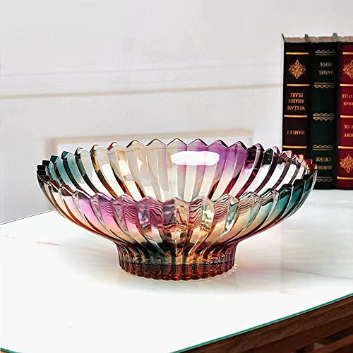 12.5 inch Diameter Crystal Glass Colorful Fruit Bowl kitchen decor accessories
