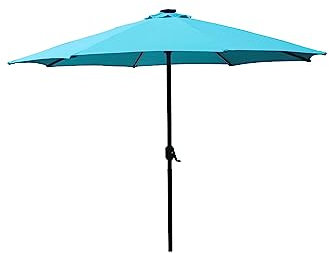 CONCEPT USINE | Parasol Rond Droit Ø 3 m avec Barres LED Manarola Bleu| Structure Alu & Acier | Toile 100% Polyester | Idéal Jardin Terrasse Piscine Balcon | Protection UV et Imperméable | Résistant