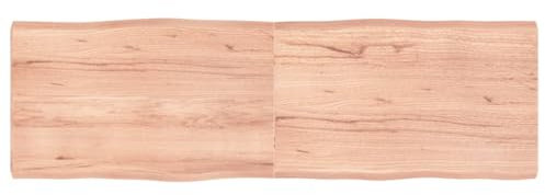 vidaXL Light Brown Solid Oak Wood Table Top with Live Edge Design- Durable Construction and Unique Design- Ideal for Home or Commercial Use