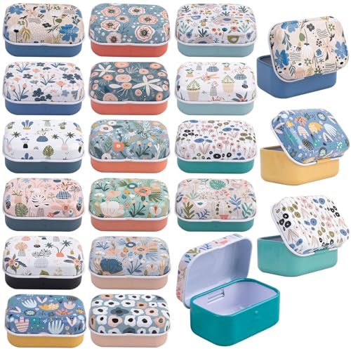 AUEAR, 10 Pack Vintage Flower Print Mini Tin Coin Box Rectangular Storage Boxes with Lid Tiny Trinket Case for Jewelry