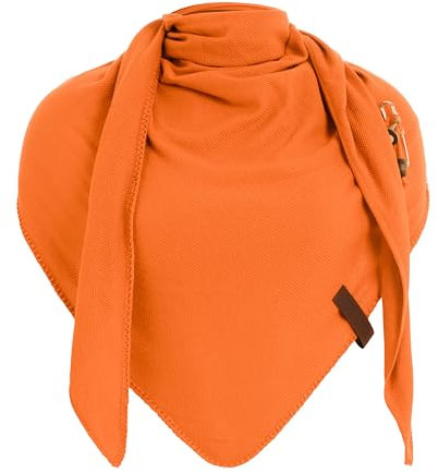 KNIT FACTORY - Lola Dreieckstuch - Fein Gestrickter Damen Schal - Tuch Schal - Für Frühling und Sommer - Baumwollmix - Orange - 190x85 cm