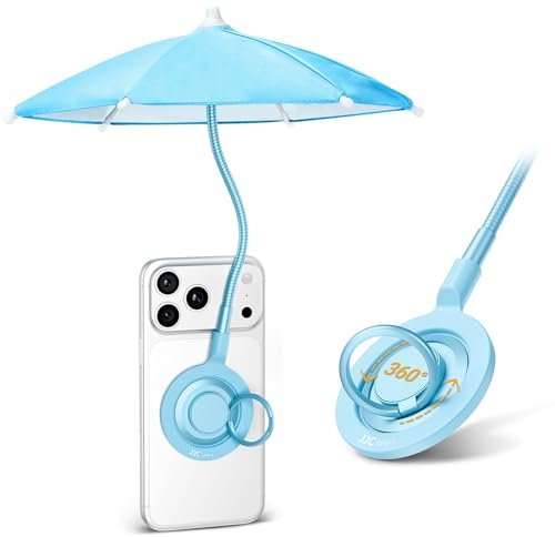 Magnetic Phone Umbrella for Sun,Outdoor Phone Sun Shade Shield with Flexible Angle Design & Rotatable Phone Ring,Umbrella for iPhone 17 Air 16 15 14 13 Pro Max for Mothers Day Anti-Glare BLUE