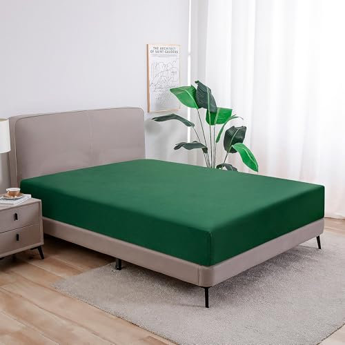 Softex Royal - Klassisches Spannbettlaken - 100% Baumwolle Jersey Spannbettlaken in vielen Farben und Größen - Markenqualität, Grün, 140 x 200 cm - 160 x 200 + 27 cm 100% gekämmte Baumwolle