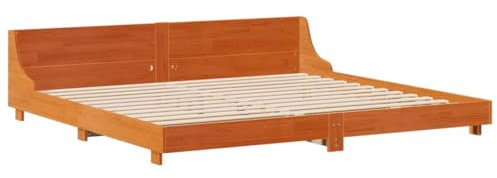 vidaXL Sängram utan madrass vaxbrun 200x200 cm massiv furu