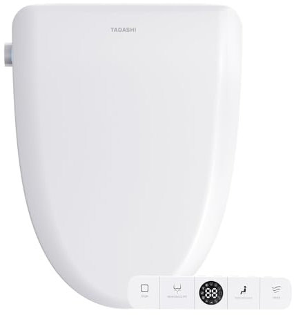 Tadashi Bidet Toilet Seat Elongated, Heated Toilet Seat, Instant Warm Water & Dryer, Feminine & Rear Wash, Self-Clean Nozzle, Slow Close Lid, Child/ECO/Silent Mode
