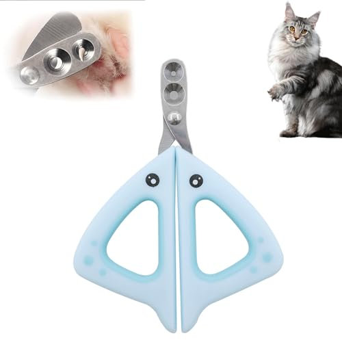 1 Stück Krallenschere Katzen mit Schutz,Katzen Nagelschere,Katzenkrallen Schneider Mit 2mm&4mm Loch,Katzen Krallenschneider,Nagelschere Katze ,Cat Nail Clipper Für Kleine Hunde Welpen Katzen(Blau)