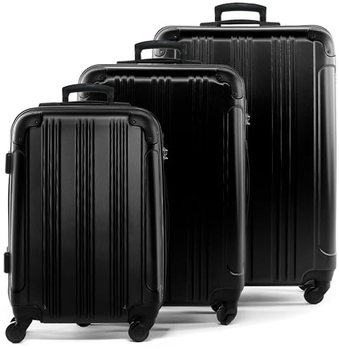 FERGÉ set di 3 valigie viaggio QUÉBEC - bagaglio rigido dure leggera 3 pezzi valigetta 4 ruote nero