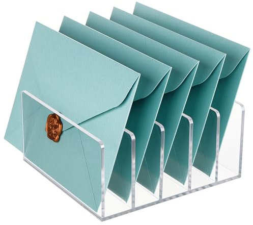 DesignSter Organizer aus Acryl für den Schreibtisch, 5-teiliger Briefsortierer-Organizerhalter, Schreibtisch-Organizer aus Acryl für Dokumente, Briefe, Notizbücher