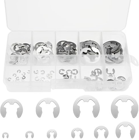 DWFEYOI 120 Pz Anelli di Sicurezza Esterni a Scatto, Anelli Elastici E-Clips, Anelli di Arresto Radiale, E-clip Anello Elastici C-Clips, Anelli d Sicurezza, Anello di Fissaggio a Clip