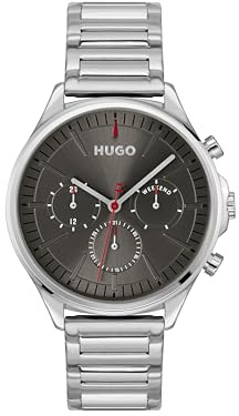 HUGO Montre Analogique Multifunction à Quartz pour Homme Collection #Smash Multi avec Bracelet en Acier Inoxydable Argenté - 1530411