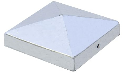 Pack of 5 Post Caps for Fence Posts Pyramid Shaped - Galvanized Steel Powder Coated Post Caps for 3x3 and 4x4 Posts (5, Galvanized, 4 x 4)