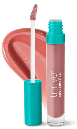 Thrive Causemetics Sheer Strength Lip Plumping Peptide Gloss, Lip Plumper with Vitamin E, Peptides, Plumps, Smooths & Hydrates Lips, High Shine, Vegan & Cruelty Free, Jo (Pink Mauve)