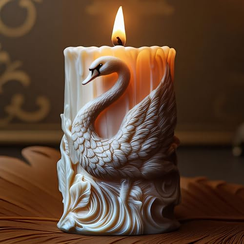 Swan Animal Cylinder Molds Silicone Wave Spiral Candle Mold - Silicone Resin Casting Molds for Candle & Resin & Soap Craft Supplies