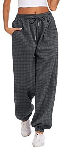 HOTOUCH Womens Joggers Tracksuit Bottoms Sweatpants Lounge Pants Sports Trousers with Pockets Drawstring Dark Gray XL