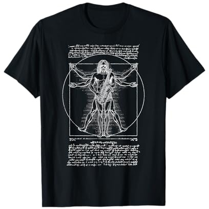 Saxophoniste Vitruvian Man Da Vinci Saxophonist Music T-Shirt