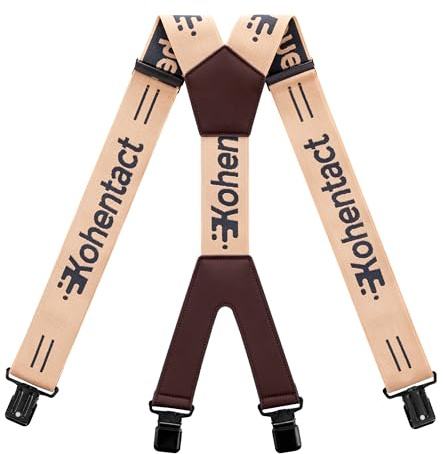 Kohentact Men’s Industrial Strength Work Suspenders 2-Inch Wide X-Back Heavy Duty Braces with 4 Strong Metal Clips, Elastic Adjustable, Unisex for Dress Pants, Work Trousers, Motorcycle Pants