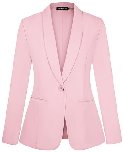 MINTLIMIT Womens Blazer Shawl Collar Suit Jacket Long Sleeve Blazers Button Jackets Partial Lined (Pink M)