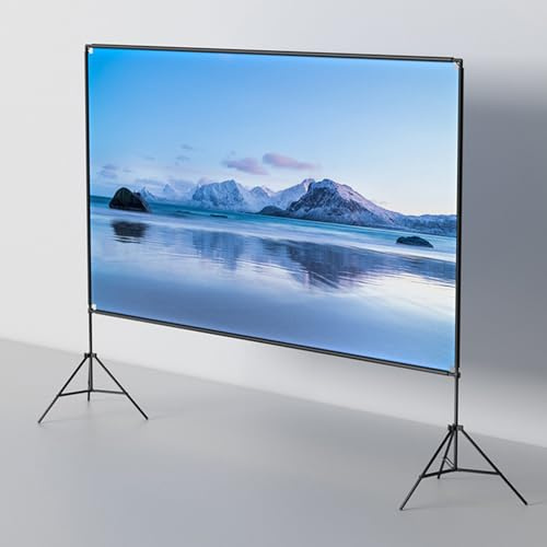 Proyector de pantalla con trípode de 120 pulgadas, 4K HD 16:9, plegable rápido, portátil, ángulo de visión de 160°, pantalla de proyección a ambos lados para cine en casa, camping, eventos de ocio