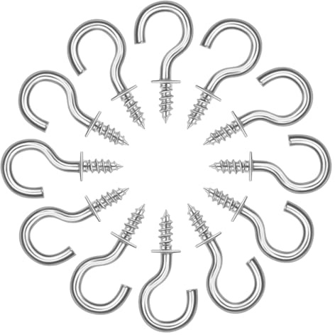 vsshe 70PCS 1/2 Inch Metal Ceiling Hooks, Silver Cup Hooks Screw Multi-Purpose Hook for Hanging Plants, Cups, Tableware, Wood, Under Cabinets, Cabinet Shelves and Kitchen Utensils