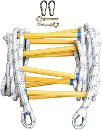 KjoiDWz Escalera de Seguridad, Escalera de Cuerda, Escalera de Escape de Incendios, Escalera de Rescate ignífuga con Ganchos, Escalera de Escape de Emergencia de Incendios(5m/16ft)