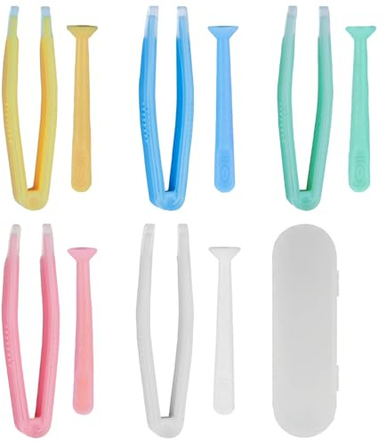Ocoullow 5 Pack Contact Lens Remover Tool for Soft Contacts, Eye Contact Remover Tool & Applicator, Portable Contact Applicator Tool Set for Hard & Soft Lenses, Yellow Green Blue Pink White