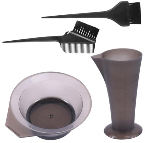 HAPINARY Kit de Tinte Cabello 4 Piezas Cuenco de Plástico, Taza Medidora y Pincel para Teñir, Herramientas Prácticas para Uso en Salón Casa, Accesorios para Coloración Capilar