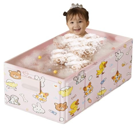 Bañera Infantil Plegable Estable y Ahorradora de Espacio con Tapón de