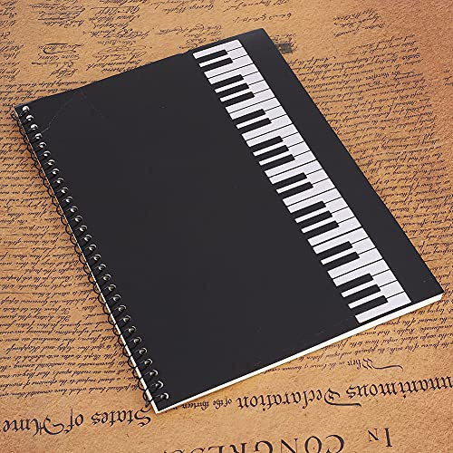 mingzhe Papier Manuscrit de Musique, 50 Pages, Carnet de Notes pour Auteurs Chansons, avec Piano Noir, Note Noire, Partition Musique Jaune, Couverture Ours Jaune (Motif Piano Noir)