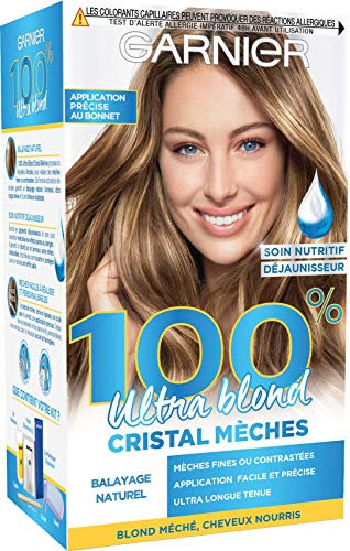 Garnier 100% Ultra Blond Kit de Balayage Éclaircissant - Application au Bonnet et Crochet - Cristal Mèches