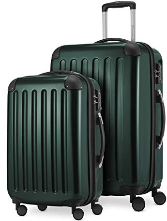 HAUPTSTADTKOFFER® · 2er Hartschalen Kofferset · Handgepäck 45 Liter + Koffer 87 Liter · TSA (waldgrün)