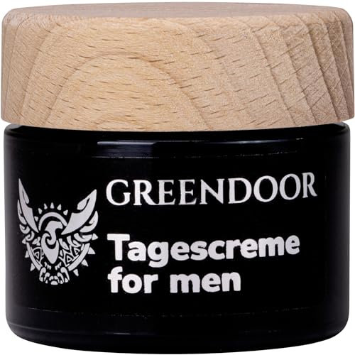 GREENDOOR Naturkosmetik Tagescreme für Männer 50ml vegan, Gesichtscreme zieht schnell ein, schützt, fettet nicht, ohne Fettglanz, Feuchtigkeitscreme Gesicht, Creme mit Alge, Bio Jambu