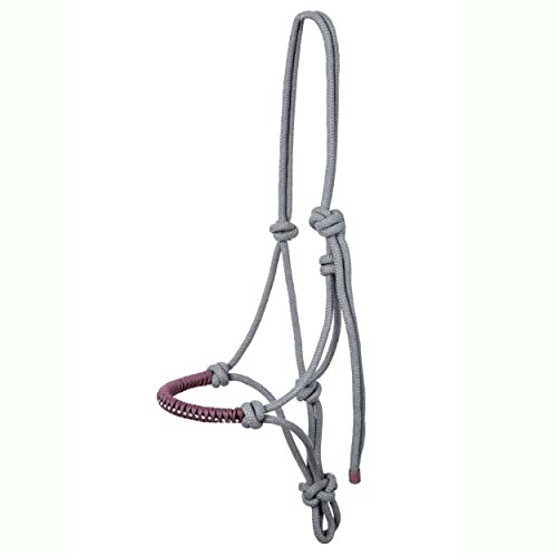 USG 15050024 Knotenhalfter, umflochtener Nasenriemen mit Glitzersteinchen, Grau, Vollblut/Warmblut