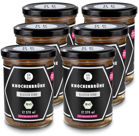 BROX Benbuljong BIO-nötkött (6x370ml) – 100% ekologisk – kollagen, protein, gelatin – kokt i 18 timmar – Den ursprungliga superfood!