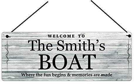 Maggie-mais Personalised Family Boat Sign Metal Plaque Gifts,