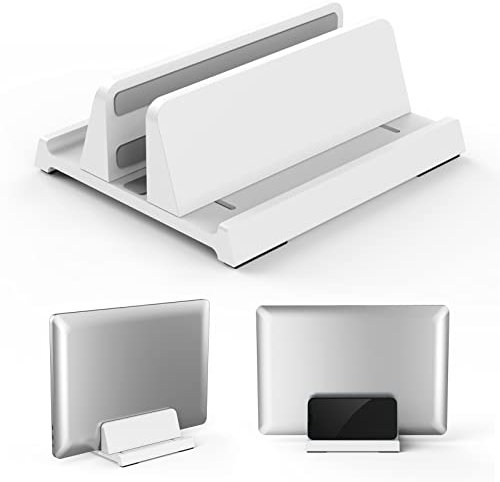 3-in-1 Vertikaler Laptop Ständer, Verstellbarer Klearlook ABS Notebook Vertikal Stand, Platzsparender Desktop-Laptop-Halter für MacBook/Surface/Galaxy/HP/Dell/Chrome Book/Tablets bis zu 17,3 Zoll,Weiß