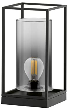 Fischer & Honsel |Bordslampa, samu | sandsvart|Glas| rökfärger till klar|L: 16,00 cm, B: 16,00 cm, H: 30,00 cm|sladd omkopplar|1x E27 max. 40,0 watt|50622