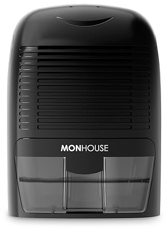 MONHOUSE Deumidificatore Da 1500 Ml - Assorbiumidita Portatile, Compatto E Silenzioso - Mini Deumidificatore Per Casa, Camera Da Letto, Auto, Ufficio, Garage E Cantina - Riduce Muffa E Umidita - Nero