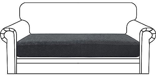 CHELZEN Super Stretch Sofa Seat Cushion Cover, Fitted Sofa Cushion Slipcovers, Soft Couch Cushion Covers, Furniture Protector with Elastic Bottom (2 Seater, Dark Gray)