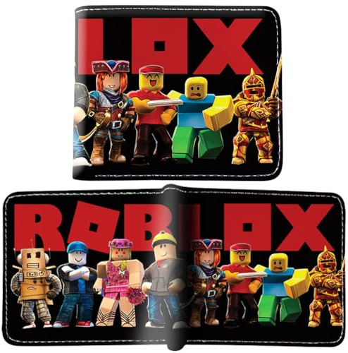 LGQHCE Robllox Wallet, Robllox Kids Leather Wallet Bifold PU Leather Wallet Cartoon Bifold Short Wallet Card Cases Portable Compartments Purse for Children's Gifts, Birthday Gifts