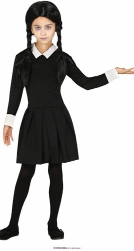 FIESTAS GUIRCA | Gothic Girl Children's Fancy Dress Costume (3-4 years) - Dress for Girls - Schoolgirl Costumes for Halloween, Carnival, Movie and TV Series Parties - Ideal for World Book Day - Black