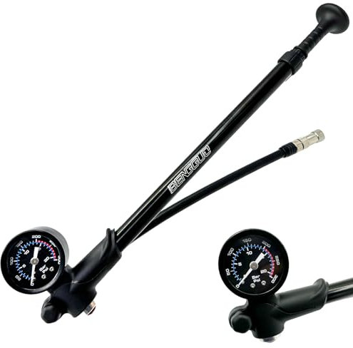 Hochdruck Fahrrad Dämpferpumpe(Max 300 PSI) 3 in1- Fahrrad Gabelpumpe, Hinterradaufhängung pumpe und Fahrradreifen pumpe, Fahrradpumpe mit Manometer, Tragbare Minipumpe mit Entlüftungstaste